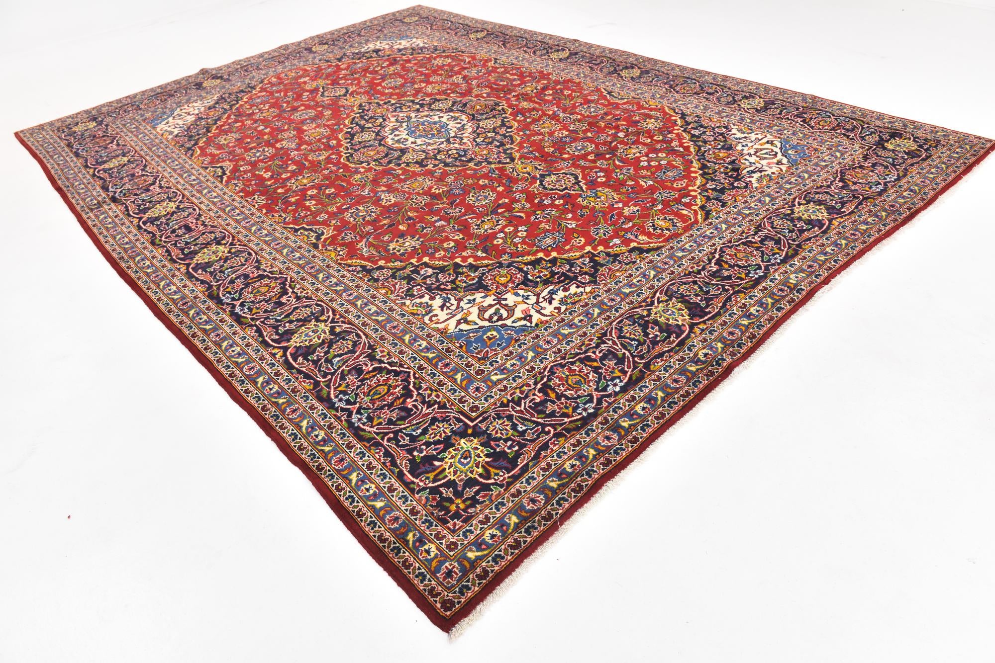 9' 10 x 13' 5 Hand Knotted Kashan Persian Wool Rug