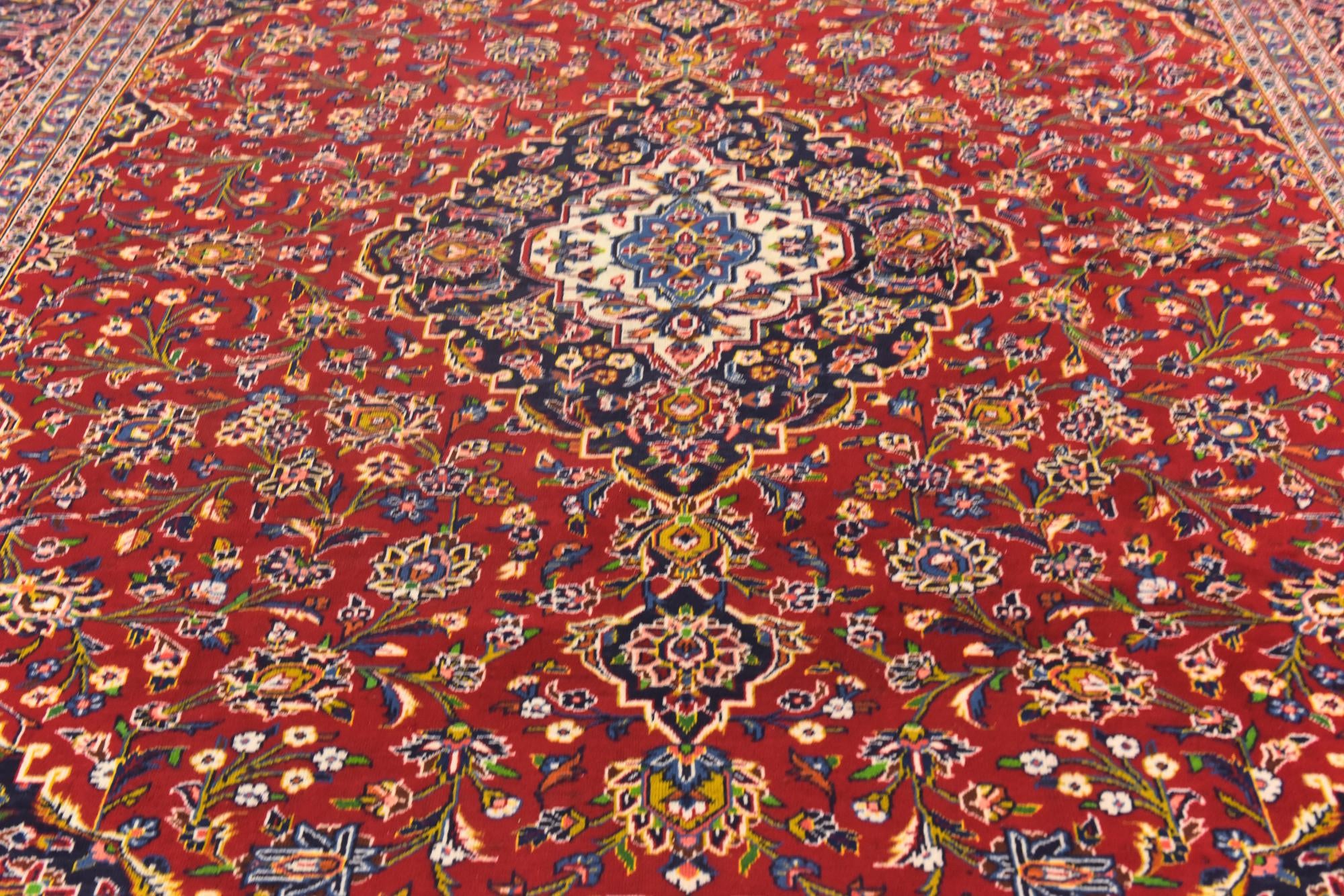 9' 10 x 13' 5 Hand Knotted Kashan Persian Wool Rug