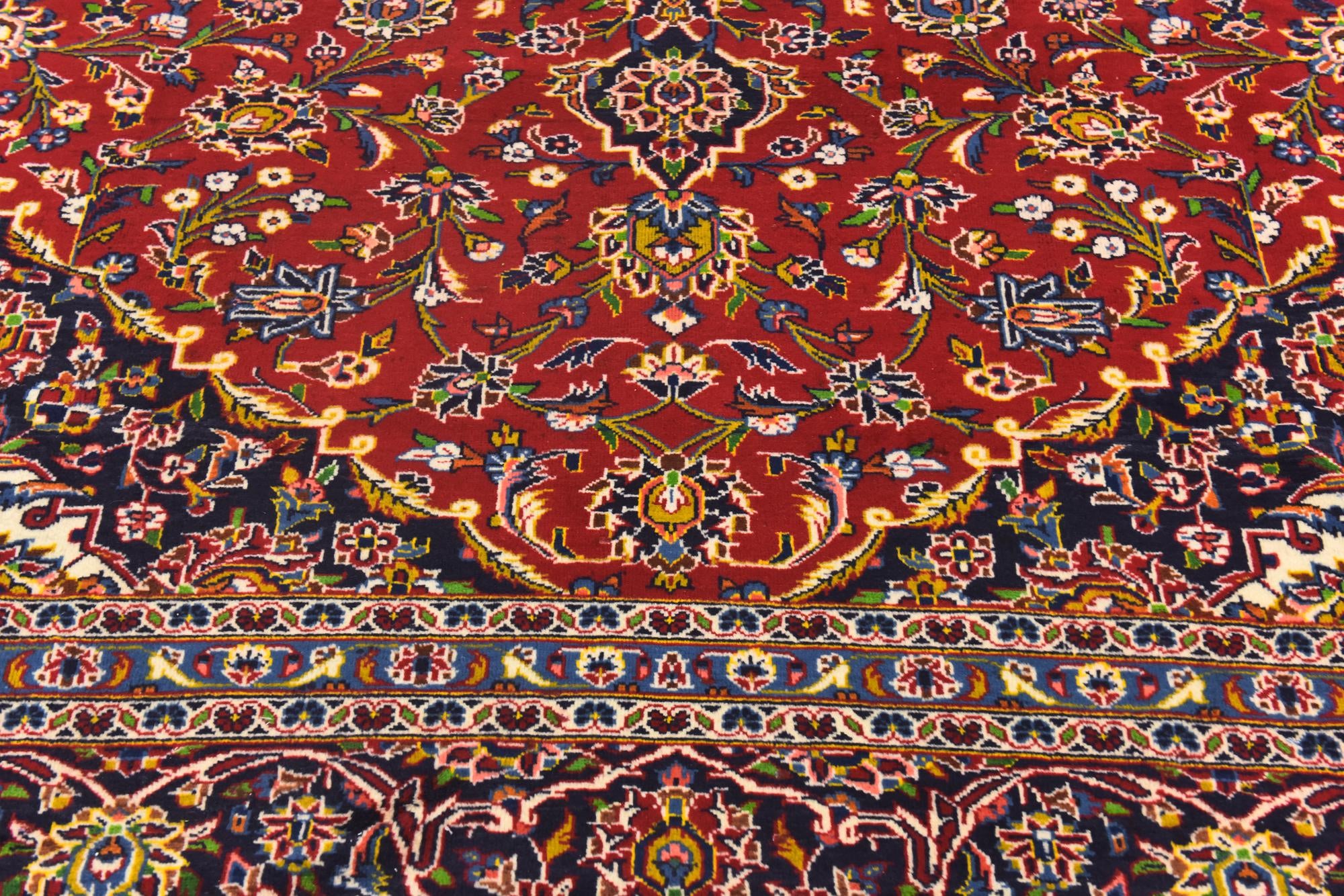 9' 10 x 13' 5 Hand Knotted Kashan Persian Wool Rug