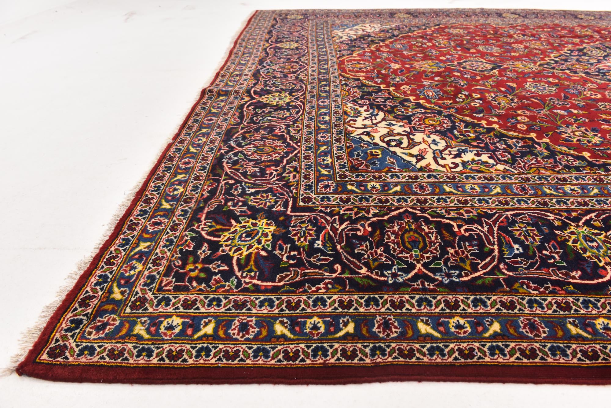 9' 10 x 13' 5 Hand Knotted Kashan Persian Wool Rug