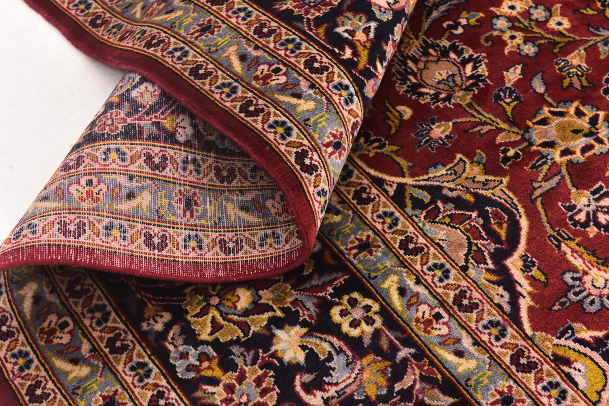 9' 7 x 12' 8 Hand Knotted Kashan Persian Wool Rug