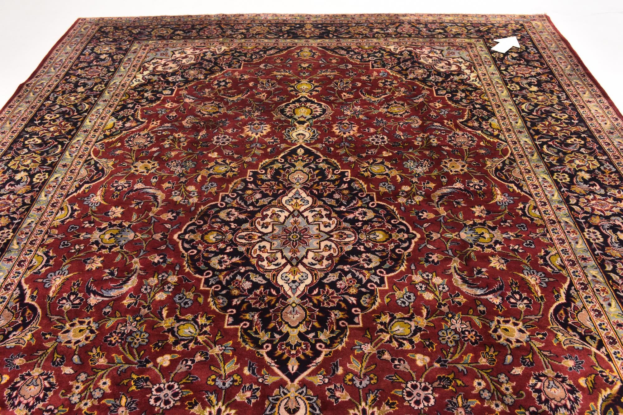 9' 7 x 12' 8 Hand Knotted Kashan Persian Wool Rug