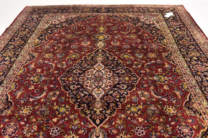 9' 7 x 12' 8 Hand Knotted Kashan Persian Wool Rug