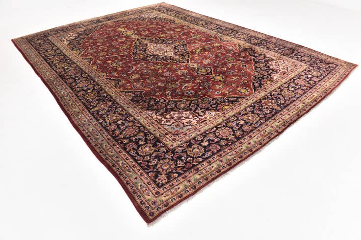 Detail image of 9' 7 x 12' 8 Hand Knotted Kashan Persian Wool Rug