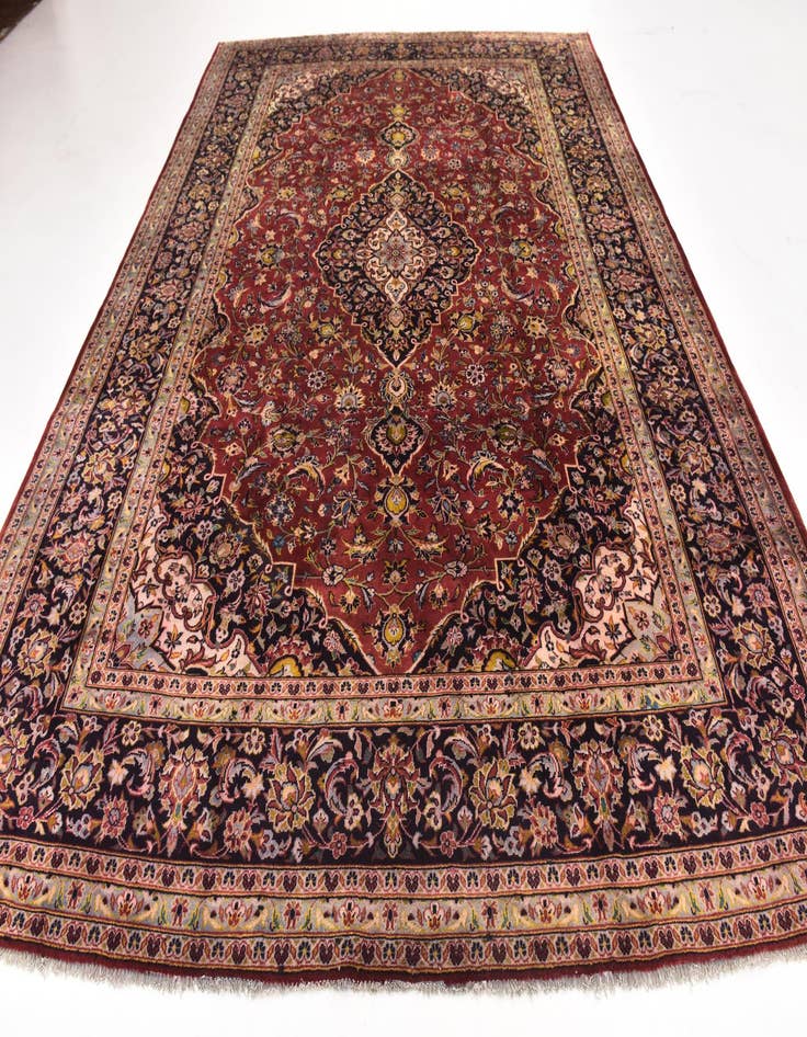 Detail image of 9' 7 x 12' 8 Hand Knotted Kashan Persian Wool Rug
