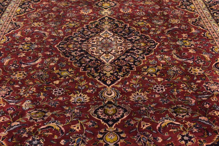 9' 7 x 12' 8 Hand Knotted Kashan Persian Wool Rug