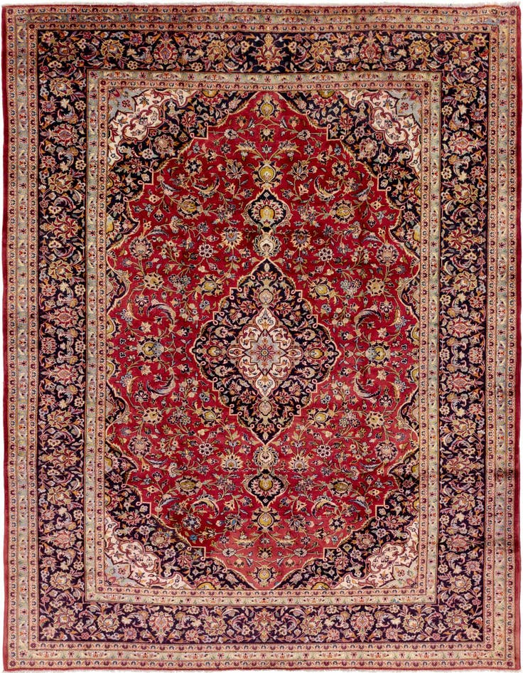 Detail image of 9' 7 x 12' 8 Hand Knotted Kashan Persian Wool Rug