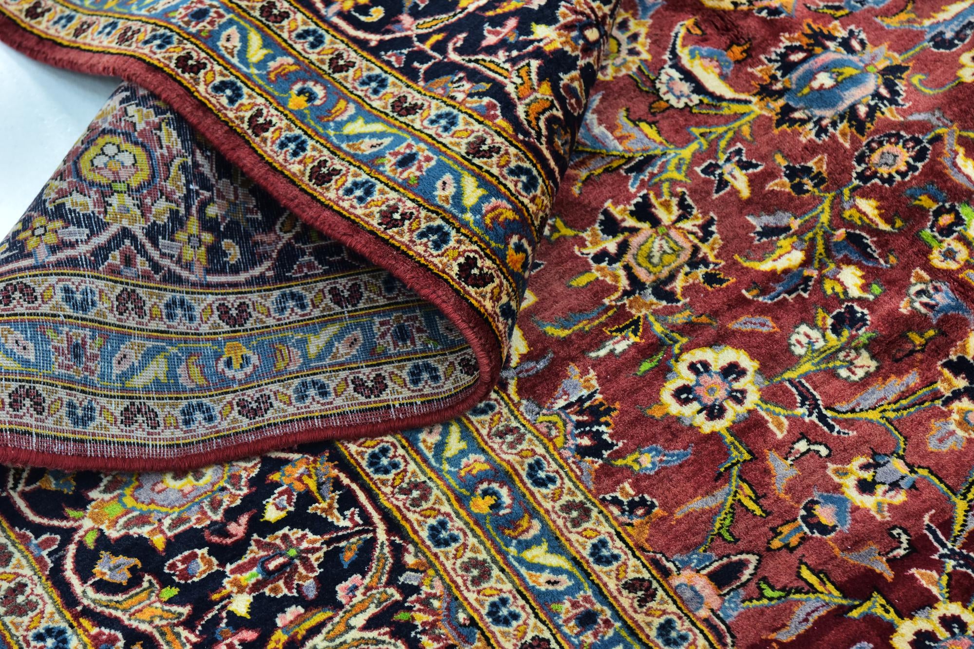 9' 9 x 13' Hand Knotted Kashan Persian Wool Rug