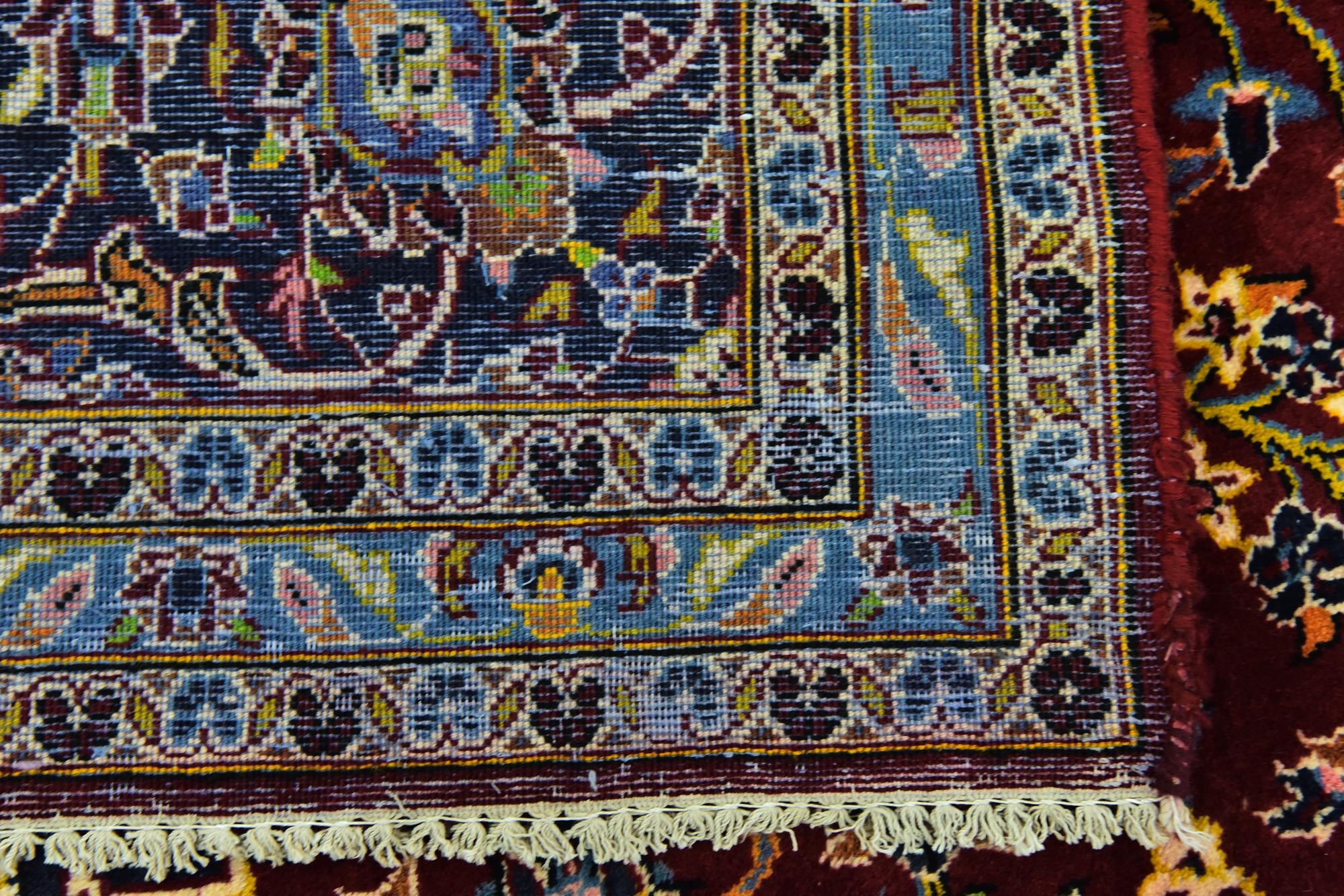 9' 9 x 13' Hand Knotted Kashan Persian Wool Rug