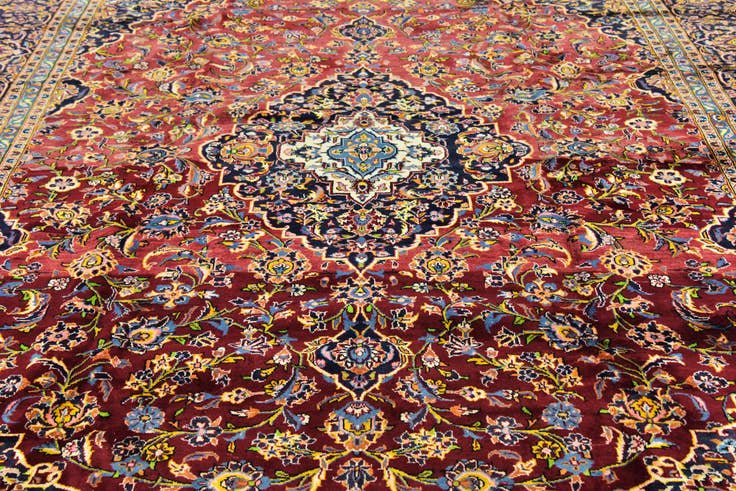 Detail image of 9' 9 x 13' Hand Knotted Kashan Persian Wool Rug