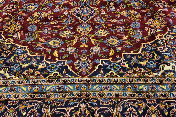 Detail image of 9' 9 x 13' Hand Knotted Kashan Persian Wool Rug