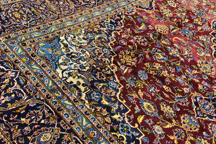9' 9 x 13' Hand Knotted Kashan Persian Wool Rug