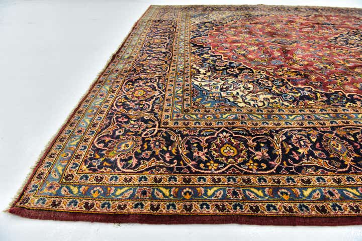9' 9 x 13' Hand Knotted Kashan Persian Wool Rug