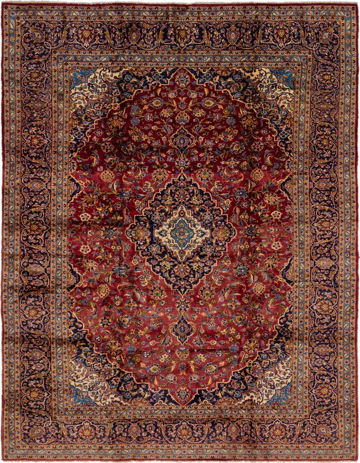 Detail image of 9' 9 x 13' Hand Knotted Kashan Persian Wool Rug