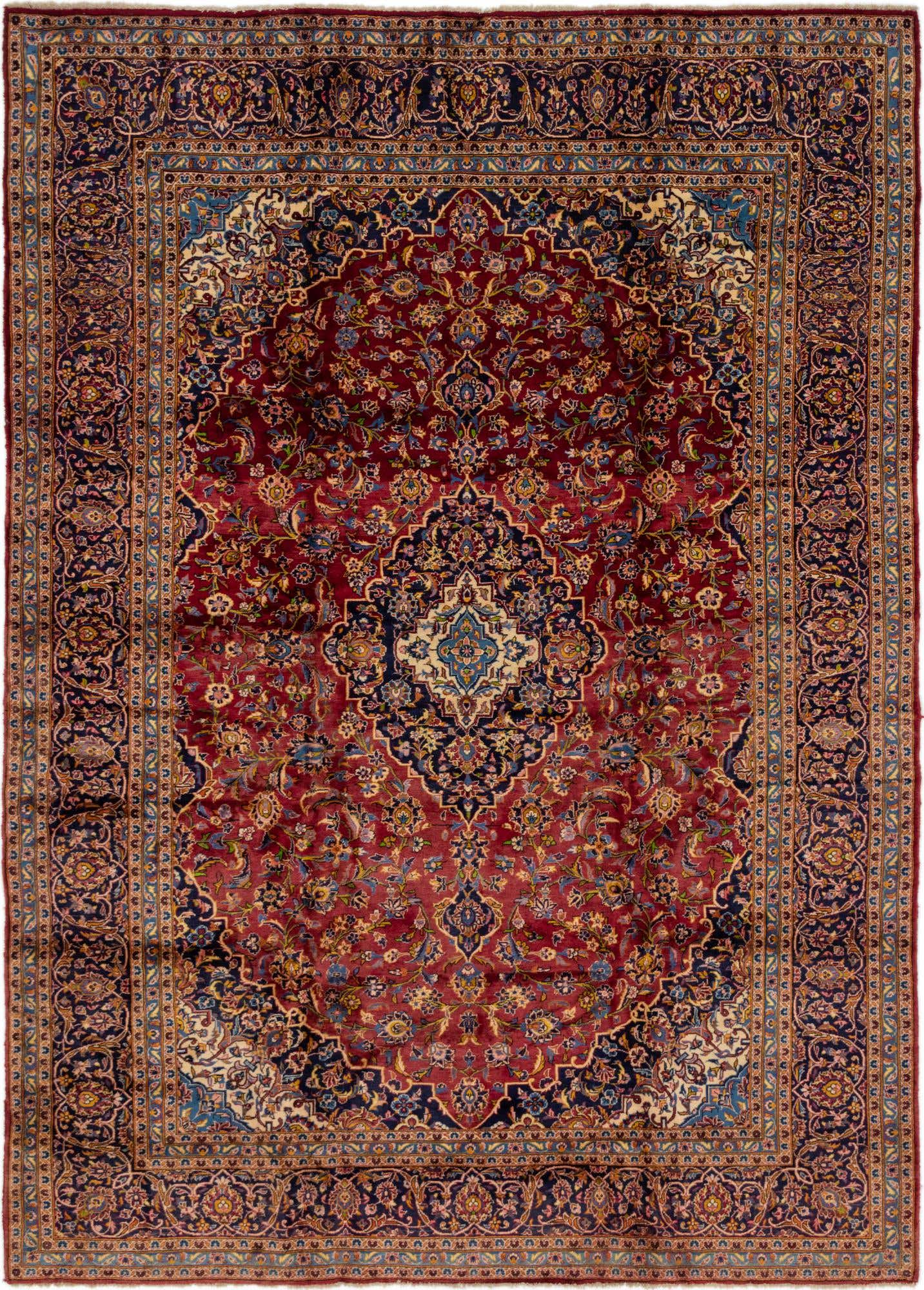 9' 9 x 13' Hand Knotted Kashan Persian Wool Rug