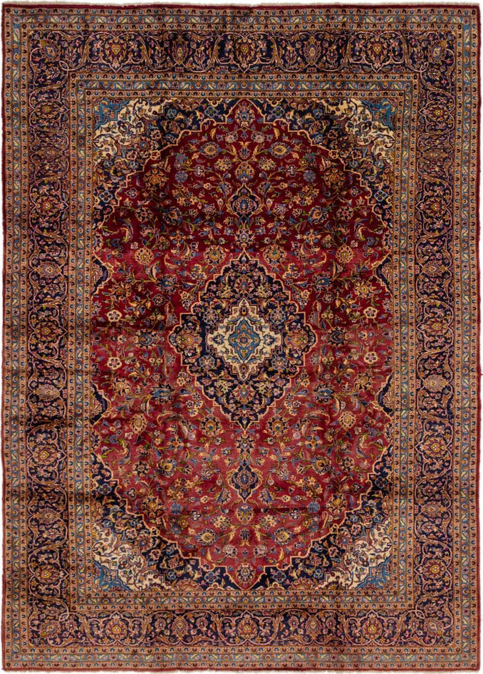Detail image of 9' 9 x 13' Hand Knotted Kashan Persian Wool Rug
