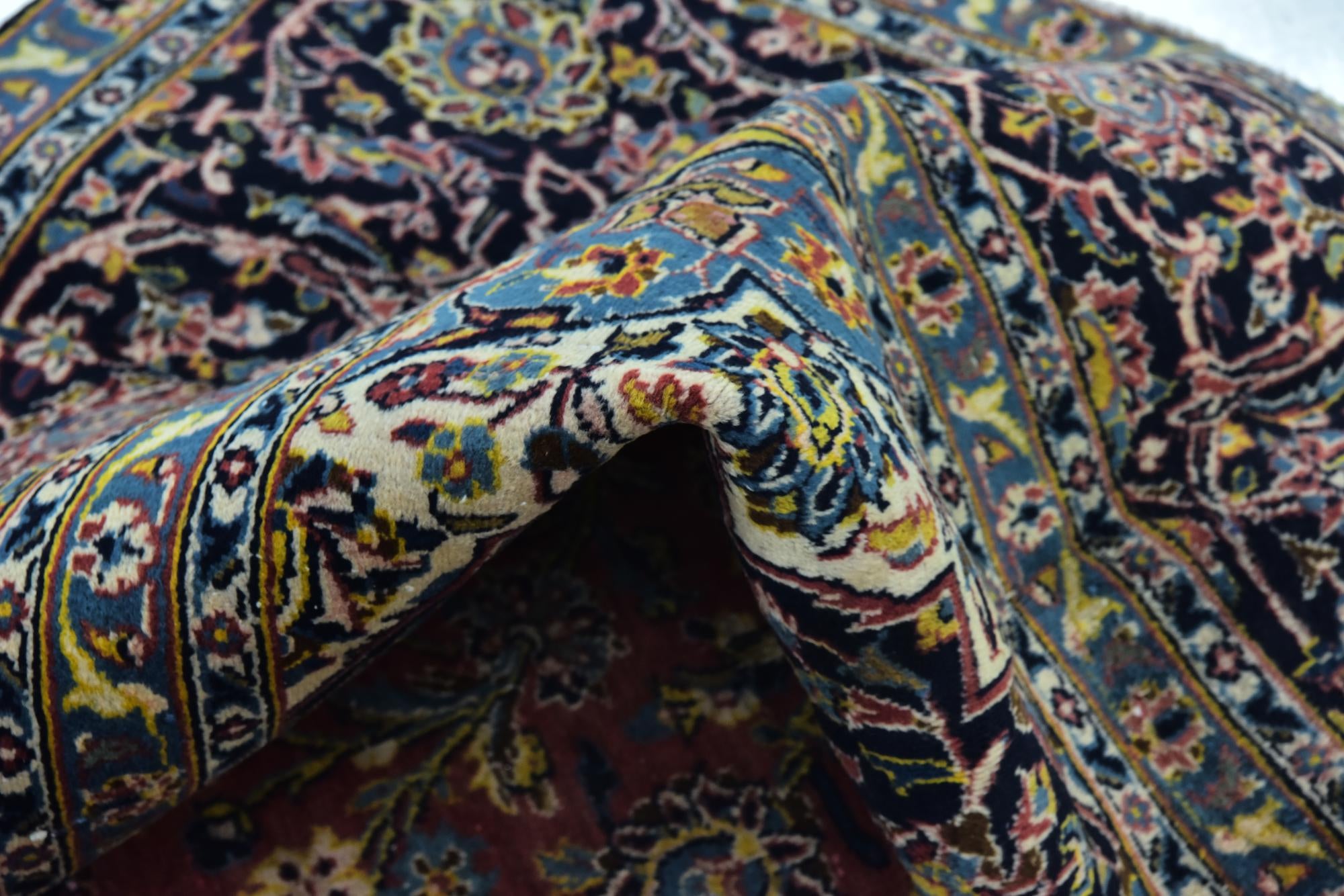 9' 7 x 12' 10 Hand Knotted Kashan Persian Wool Rug