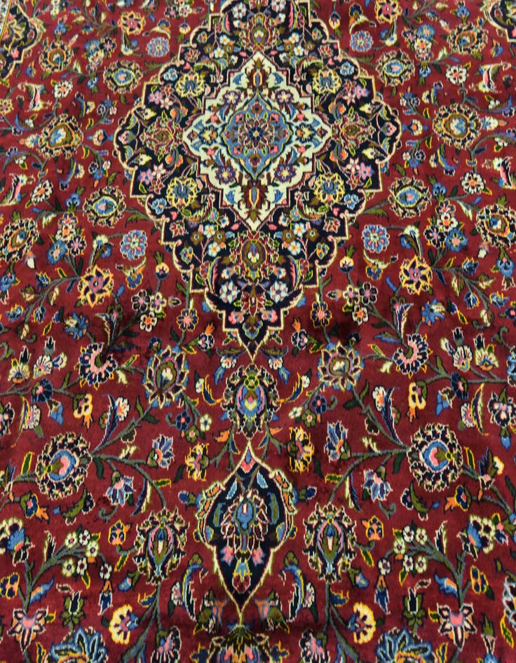Detail image of 9' 9 x 13' 4 Hand Knotted Kashan Persian Wool Rug