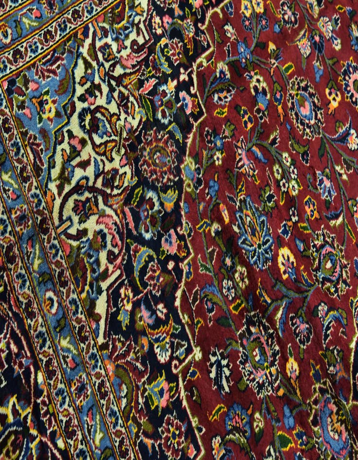 Detail image of 9' 9 x 13' 4 Hand Knotted Kashan Persian Wool Rug