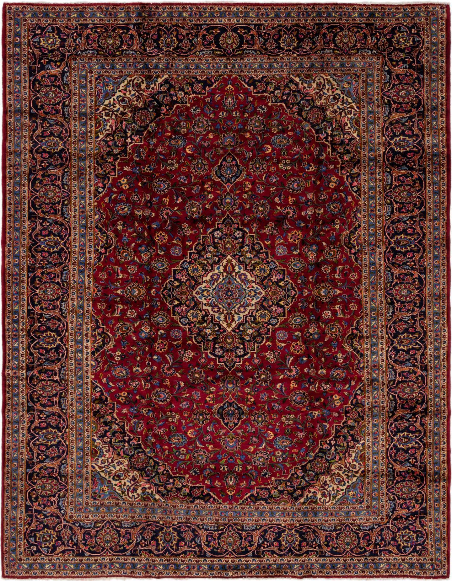 9' 9 x 13' 4 Hand Knotted Kashan Persian Wool Rug