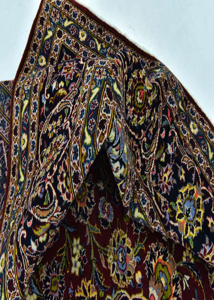 9' 8 x 12' 10 Hand Knotted Kashan Persian Wool Rug