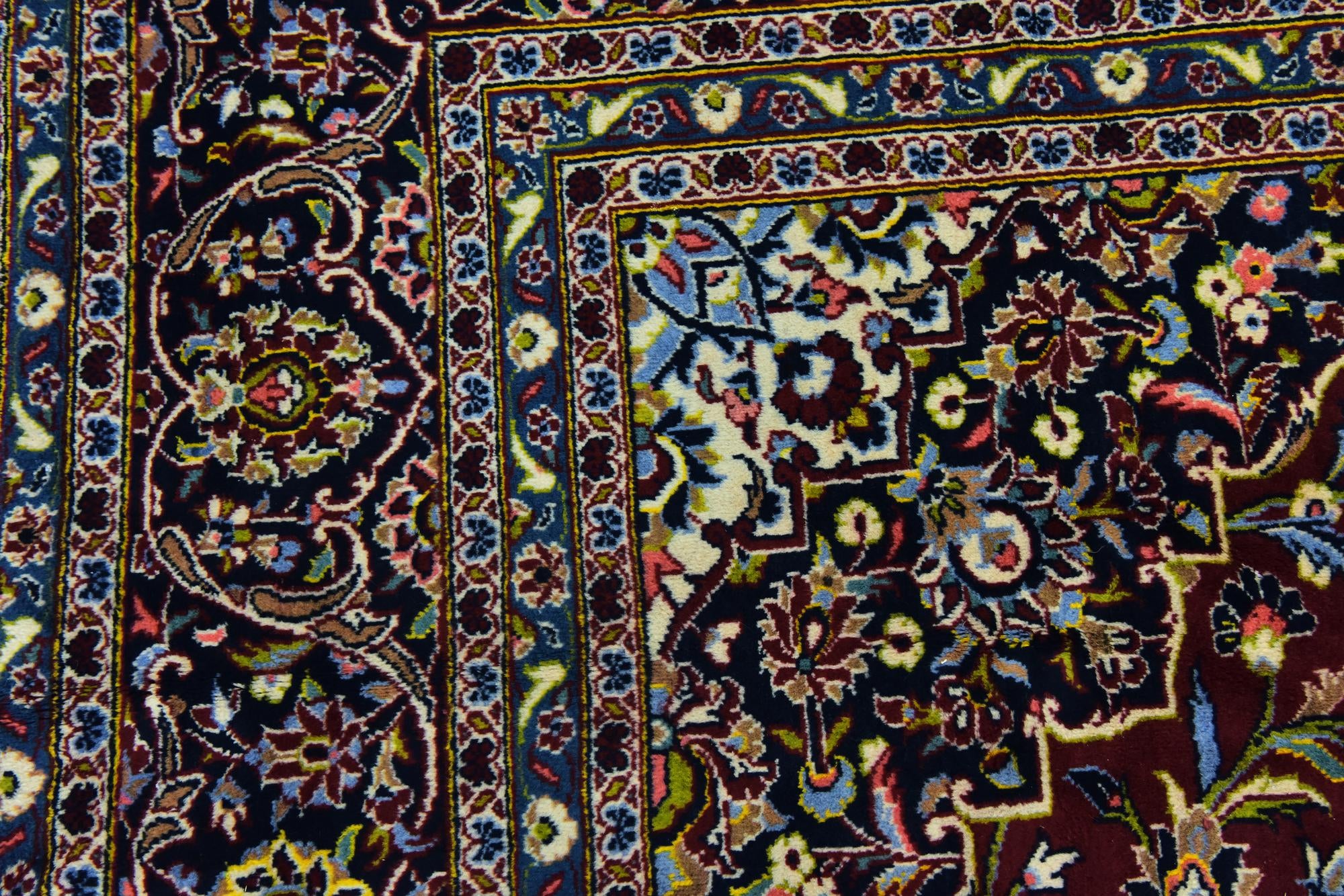 9' 8 x 12' 10 Hand Knotted Kashan Persian Wool Rug