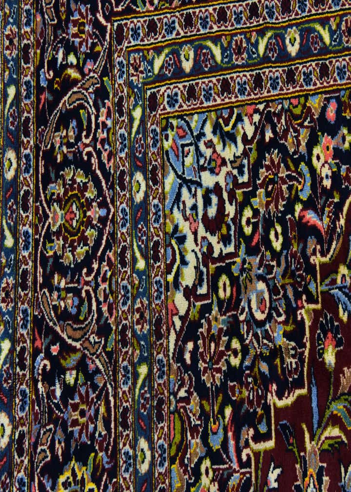9' 8 x 12' 10 Hand Knotted Kashan Persian Wool Rug