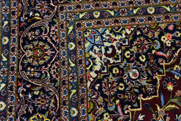 9' 8 x 12' 10 Hand Knotted Kashan Persian Wool Rug