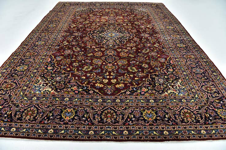 Detail image of 9' 8 x 12' 10 Hand Knotted Kashan Persian Wool Rug