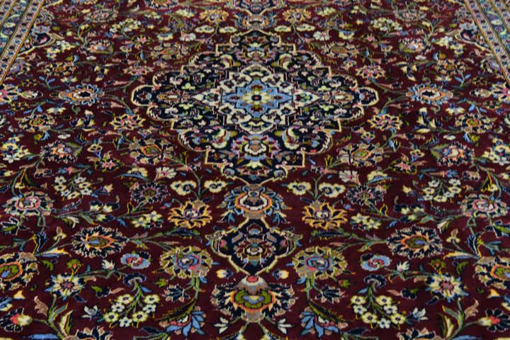 9' 8 x 12' 10 Hand Knotted Kashan Persian Wool Rug
