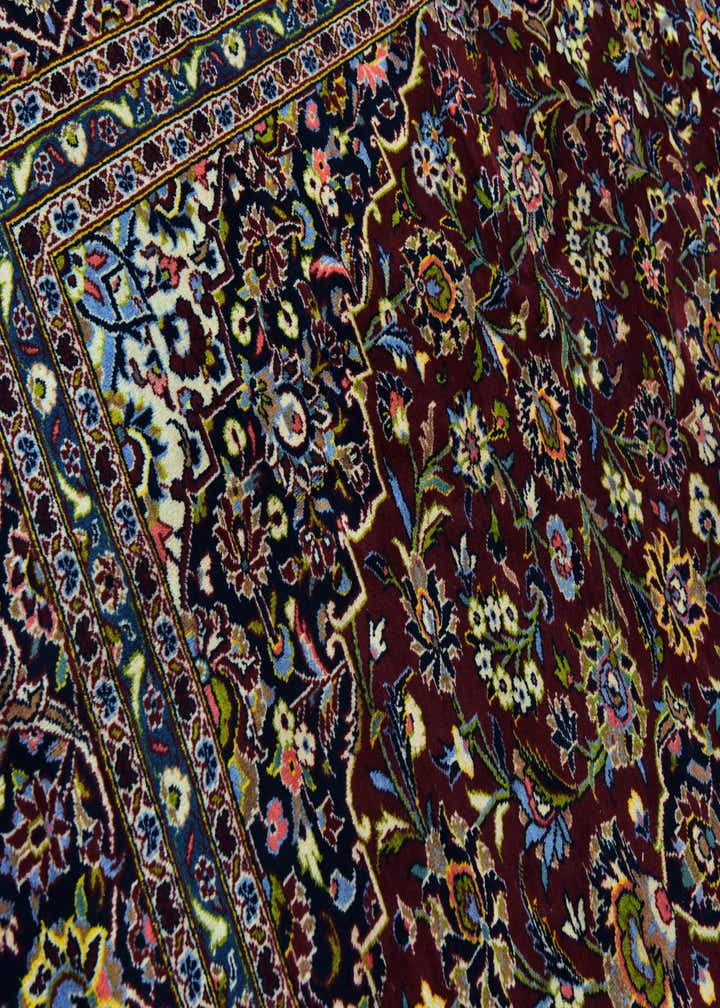 9' 8 x 12' 10 Hand Knotted Kashan Persian Wool Rug