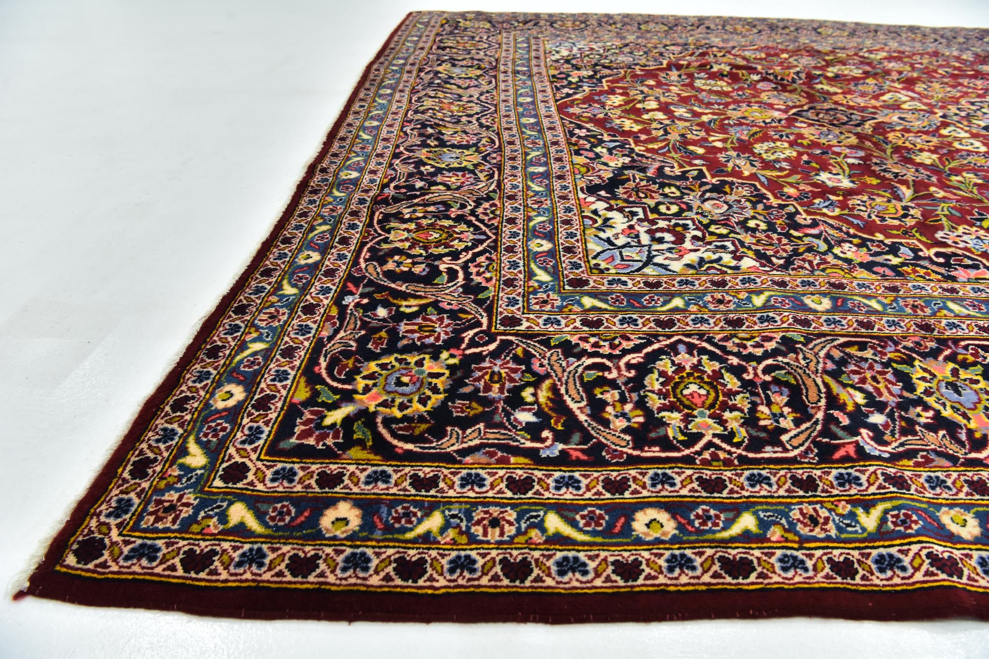 9' 8 x 12' 10 Hand Knotted Kashan Persian Wool Rug