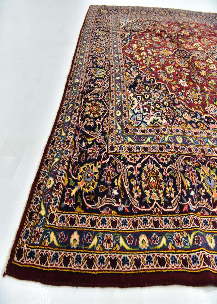 9' 8 x 12' 10 Hand Knotted Kashan Persian Wool Rug