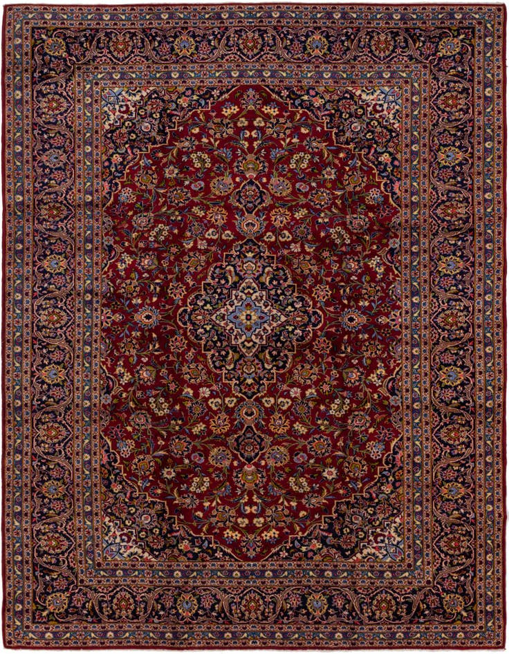 Detail image of 9' 8 x 12' 10 Hand Knotted Kashan Persian Wool Rug