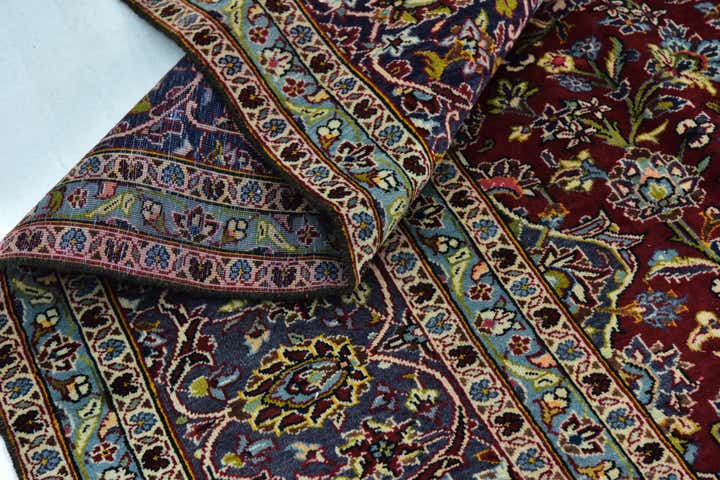 9' 5 x 12' 8 Hand Knotted Kashan Persian Wool Rug