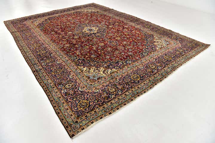 9' 5 x 12' 8 Hand Knotted Kashan Persian Wool Rug
