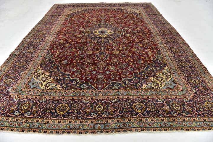 9' 5 x 12' 8 Hand Knotted Kashan Persian Wool Rug