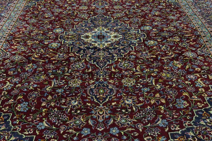 9' 5 x 12' 8 Hand Knotted Kashan Persian Wool Rug