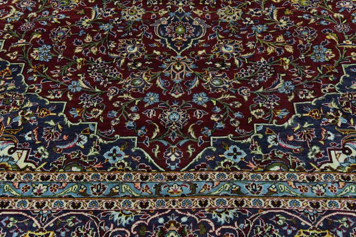 9' 5 x 12' 8 Hand Knotted Kashan Persian Wool Rug