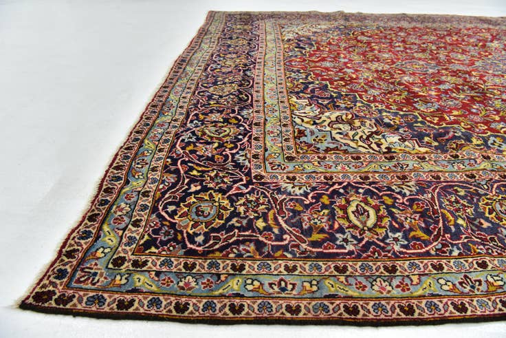 Detail image of 9' 5 x 12' 8 Hand Knotted Kashan Persian Wool Rug