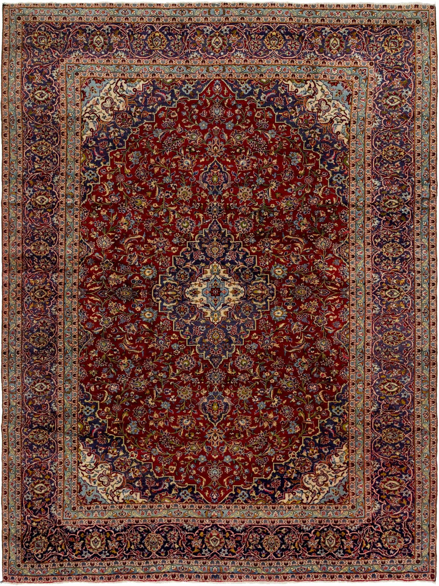9' 5 x 12' 8 Hand Knotted Kashan Persian Wool Rug