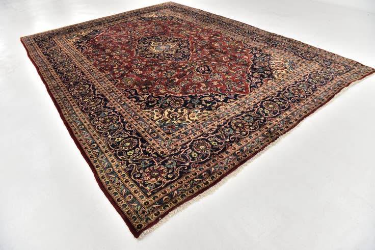 Detail image of 9' 8 x 13' Hand Knotted Kashan Persian Wool Rug