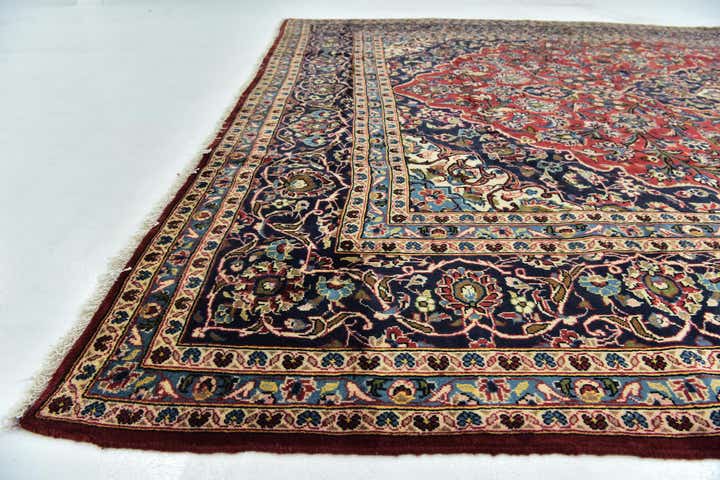 9' 8 x 13' Hand Knotted Kashan Persian Wool Rug
