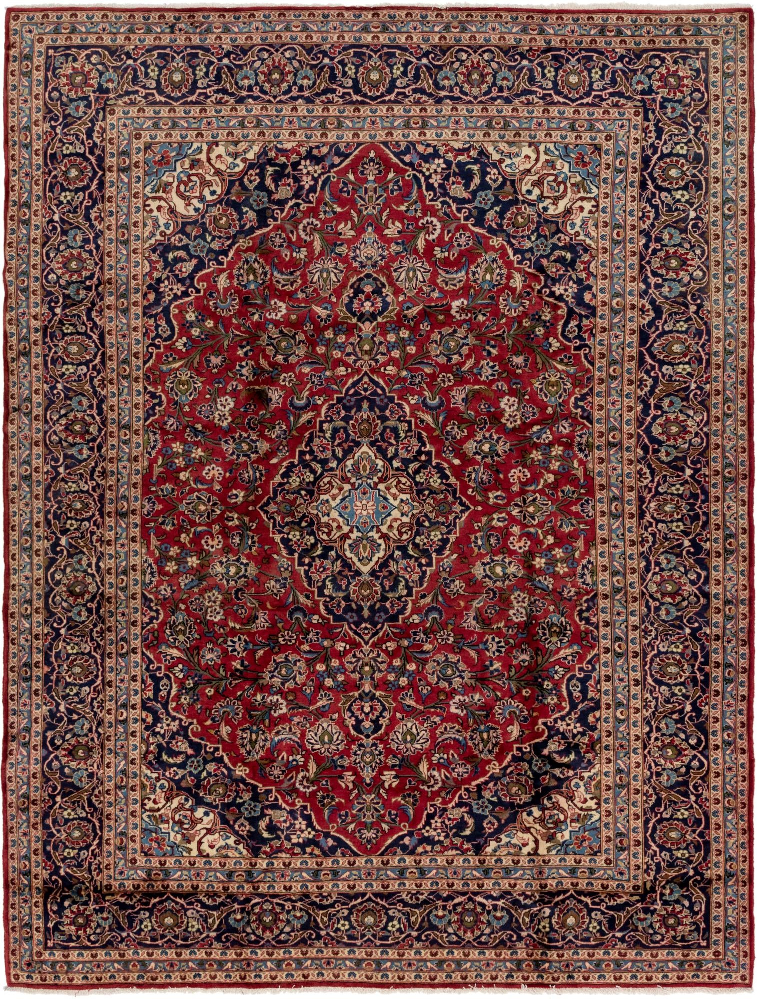 9' 8 x 13' Hand Knotted Kashan Persian Wool Rug