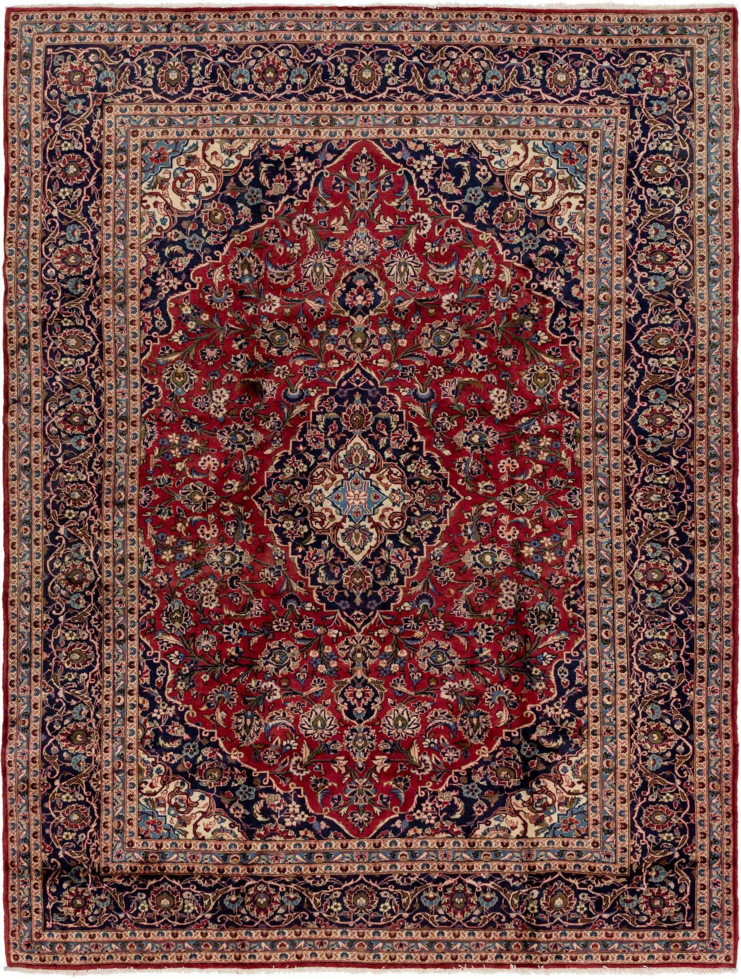 9' 8 x 13' Hand Knotted Kashan Persian Wool Rug