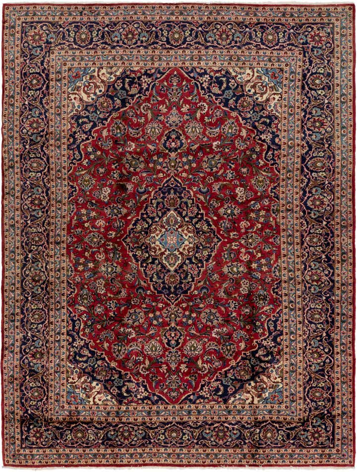 9' 8 x 13' Hand Knotted Kashan Persian Wool Rug