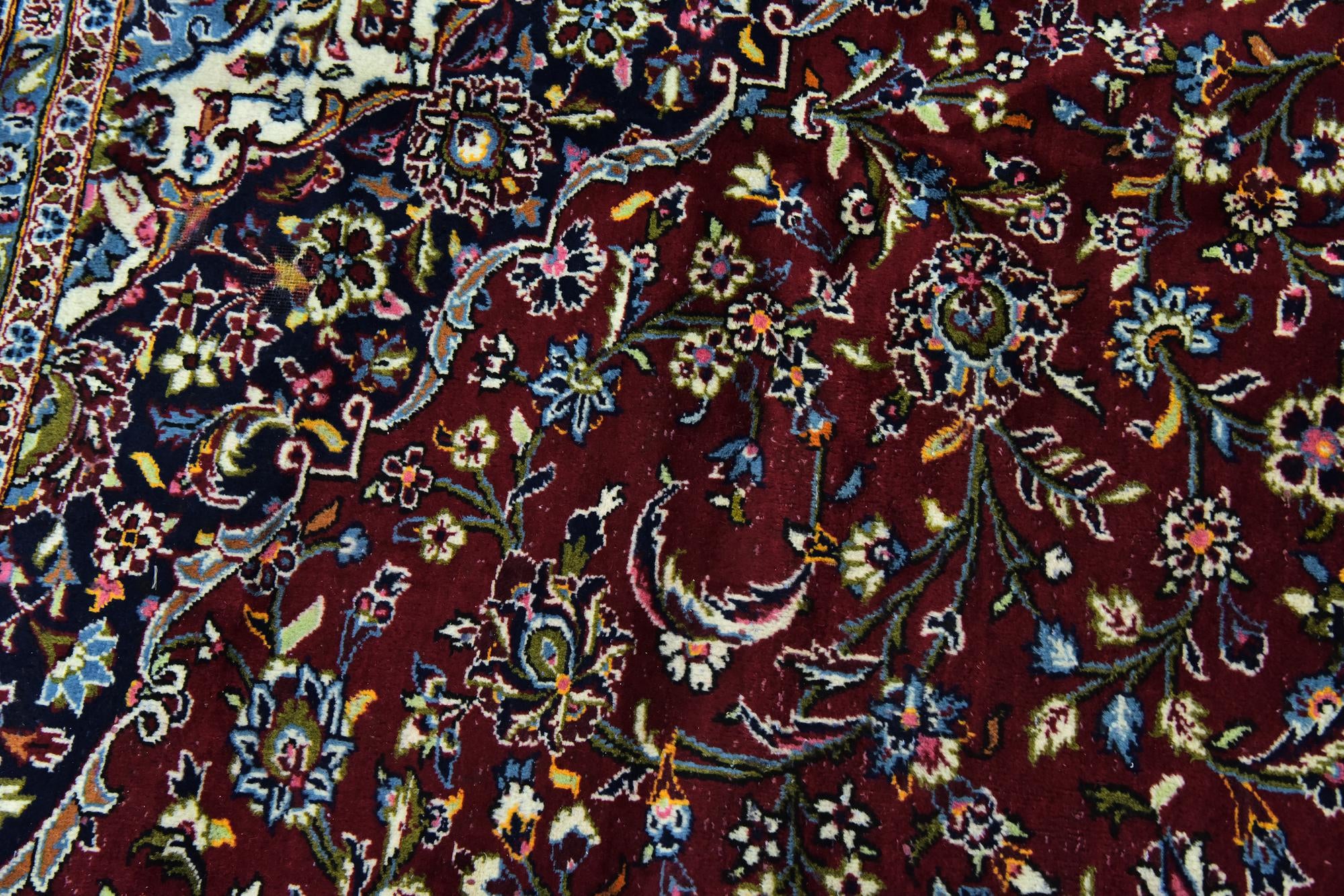 9' 8 x 13' 5 Hand Knotted Kashan Persian Wool Rug