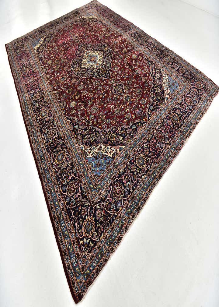 9' 8 x 13' 5 Hand Knotted Kashan Persian Wool Rug