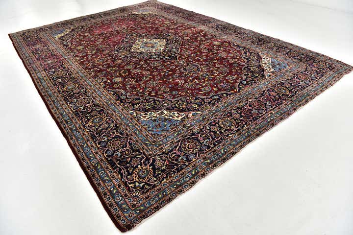 9' 8 x 13' 5 Hand Knotted Kashan Persian Wool Rug
