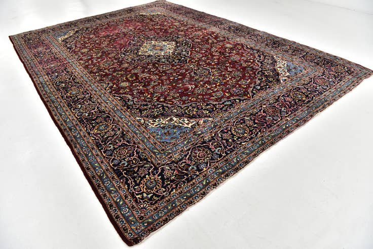 Detail image of 9' 8 x 13' 5 Hand Knotted Kashan Persian Wool Rug
